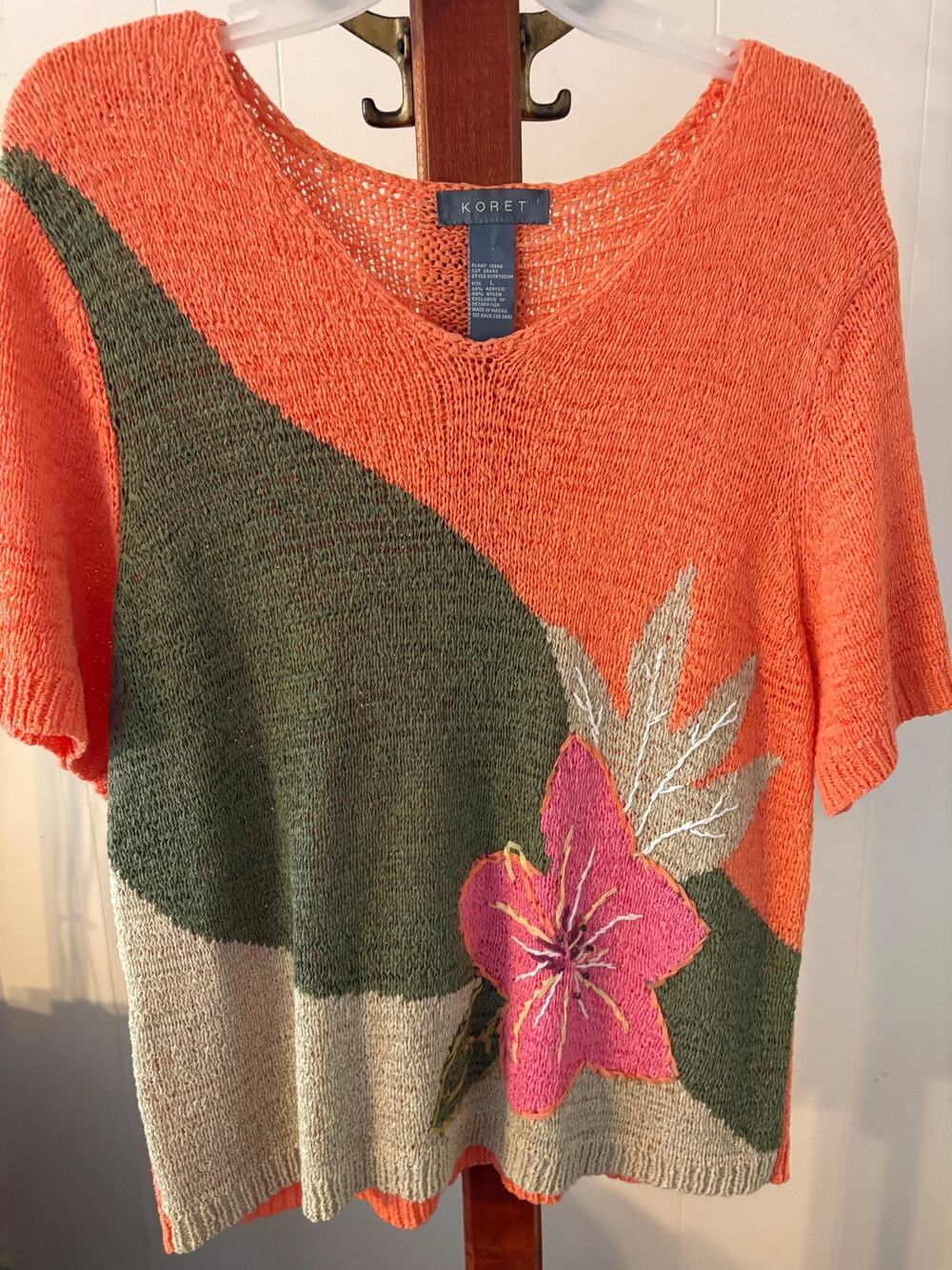 Koret Orange Knit Top Sz Large
